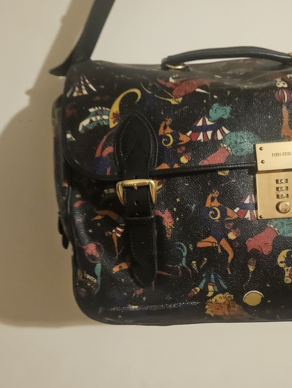 Piero Guidi Magic Circus Multicolor Crossbody Briefcase Bag Italy 18x11x8 - Picture 4 of 16